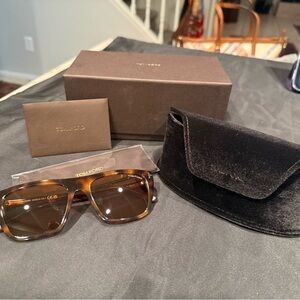 Tom Ford ASLAN FT1175 53E Blonde Havana/Brown Square Sunglasses